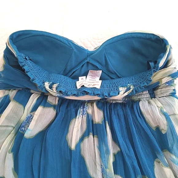 MSSP Max Studio Womens Silks Halter Bustier Empire Flair Skirt Dress/Size M - Picture 3 of 11